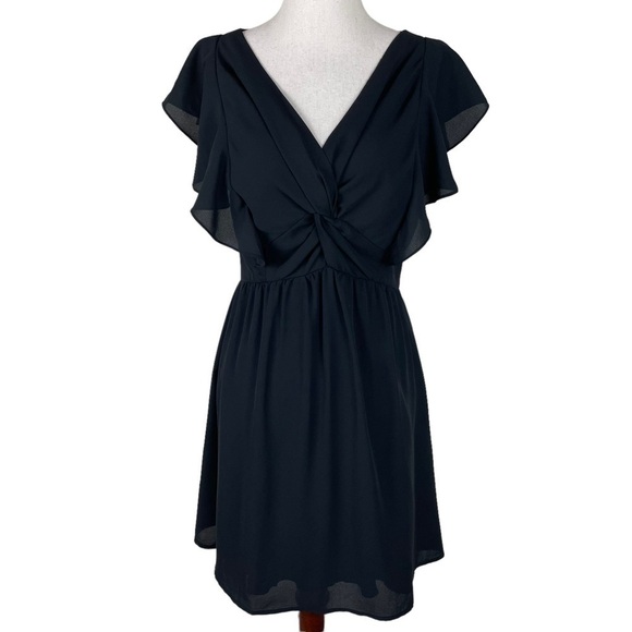 Everly Black Flutter Sleeve Dress - Picture 1 of 11
